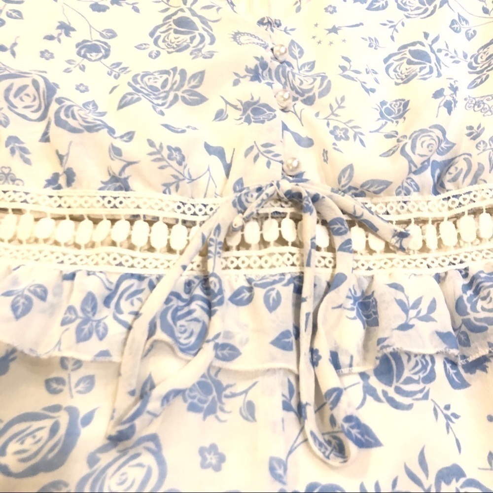 DISNEY Princess Blue Floral Ruffle Romper - Picture 4 of 7